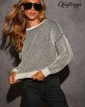 All In Contrast Pullover Sweater - Black / XS - Long Sleeve Sweater