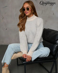 Be Your Favorite Turtleneck Sweater - Grey Multi / XS - Long Sleeve Sweater