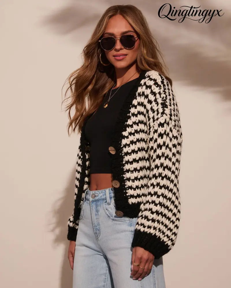 Berklen Striped Knit Cardigan - Cardigan
