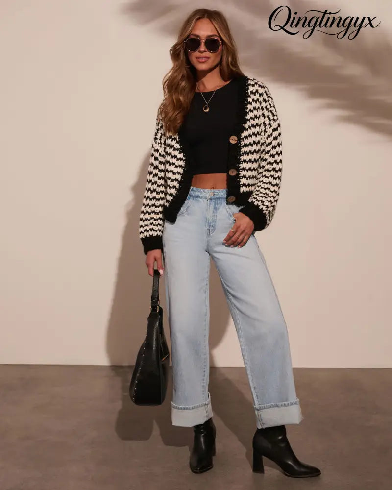Berklen Striped Knit Cardigan - Cardigan