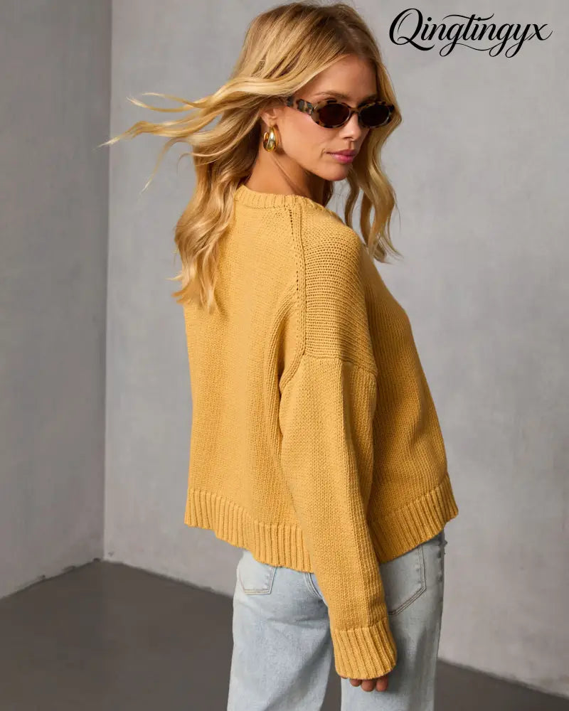 Bilos Relaxed Ribbed Knit Sweater - Long Sleeve Sweater