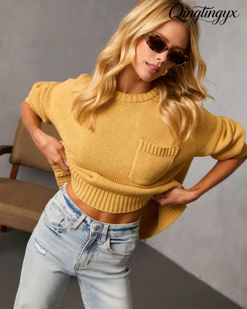 Bilos Relaxed Ribbed Knit Sweater - Long Sleeve Sweater
