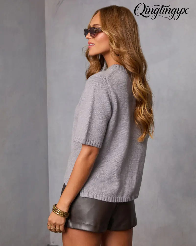Cafe Crewneck Sweater - Short Sleeve Sweater