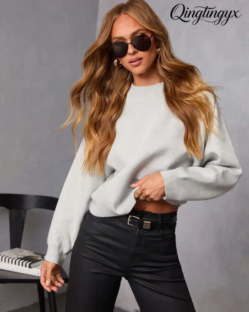 Campfire Knit Sweater - Heather Grey / XS - Long Sleeve Sweater