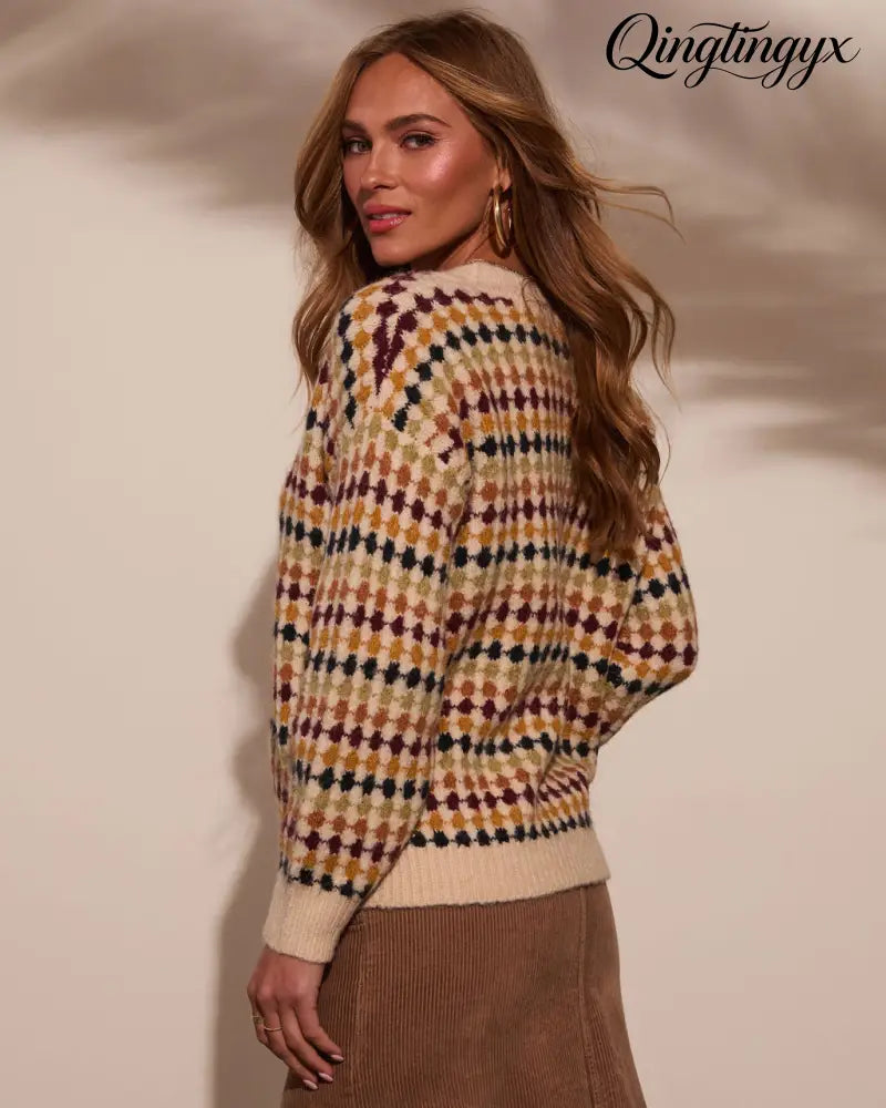 Cozy Up Abstract Knit Cardigan - Cardigan