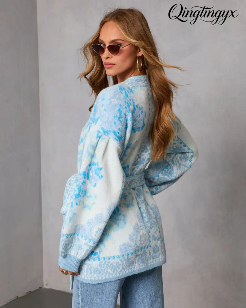 Daisy Days Floral Waist Tie Cardigan - Cardigan