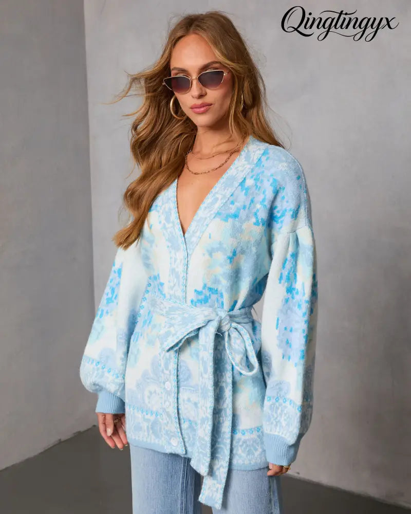 Daisy Days Floral Waist Tie Cardigan - Cardigan