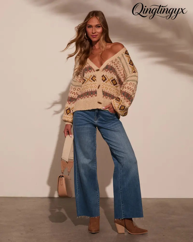 Dream Maker Abstract Knit Cardigan - Cardigan