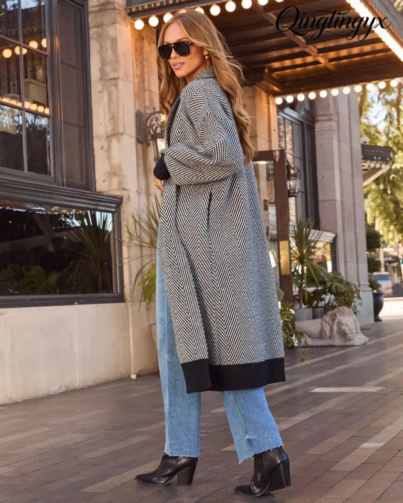 Ember Trail Herringbone Duster Cardigan - Cardigan