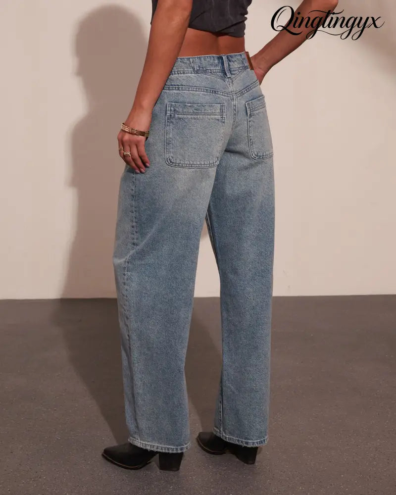 Emrie Rigid Mid Rise Barrel Leg Jeans - Jeans