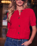 Estelle Crochet Cardigan - Red / XS - Cardigan