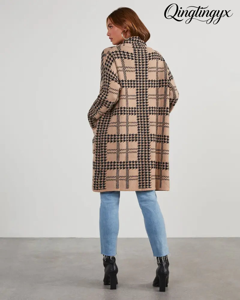 Fair And Square Plaid Pocketed Cardigan - Cardigan