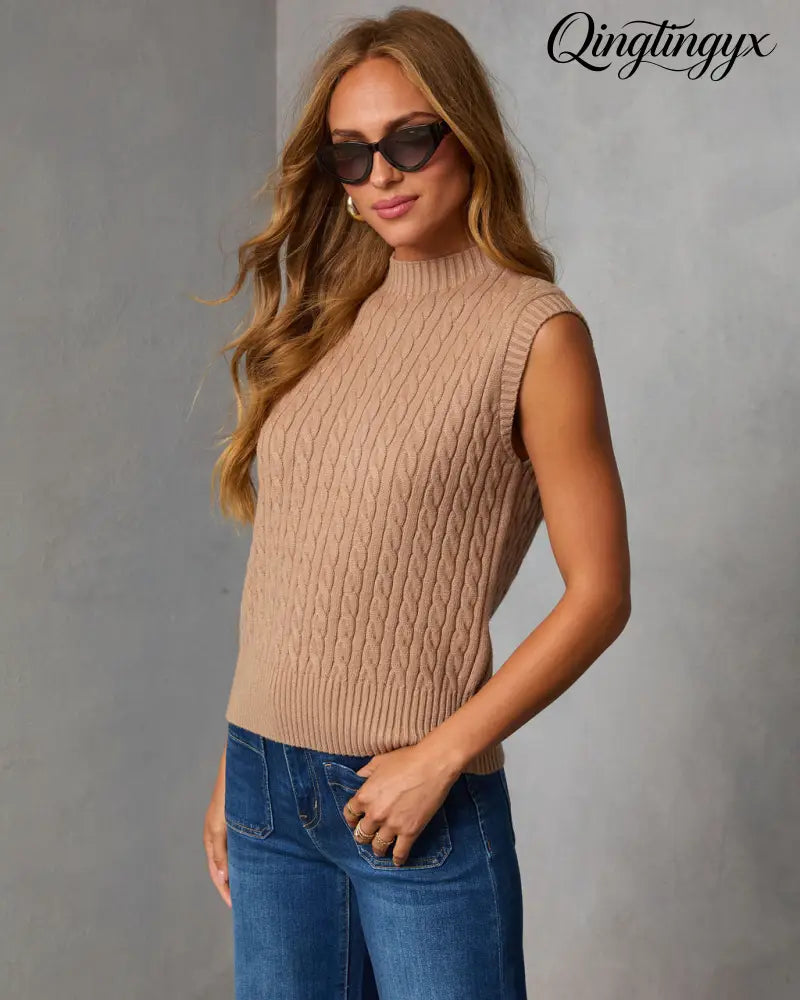 Felmena Cable Knit Sleeveless Sweater - Sleeveless Sweater