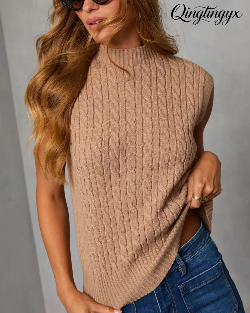Felmena Cable Knit Sleeveless Sweater - Sleeveless Sweater