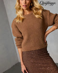 Frosted Mornings Knit Sweater - Taupe / XS - Long Sleeve Sweater