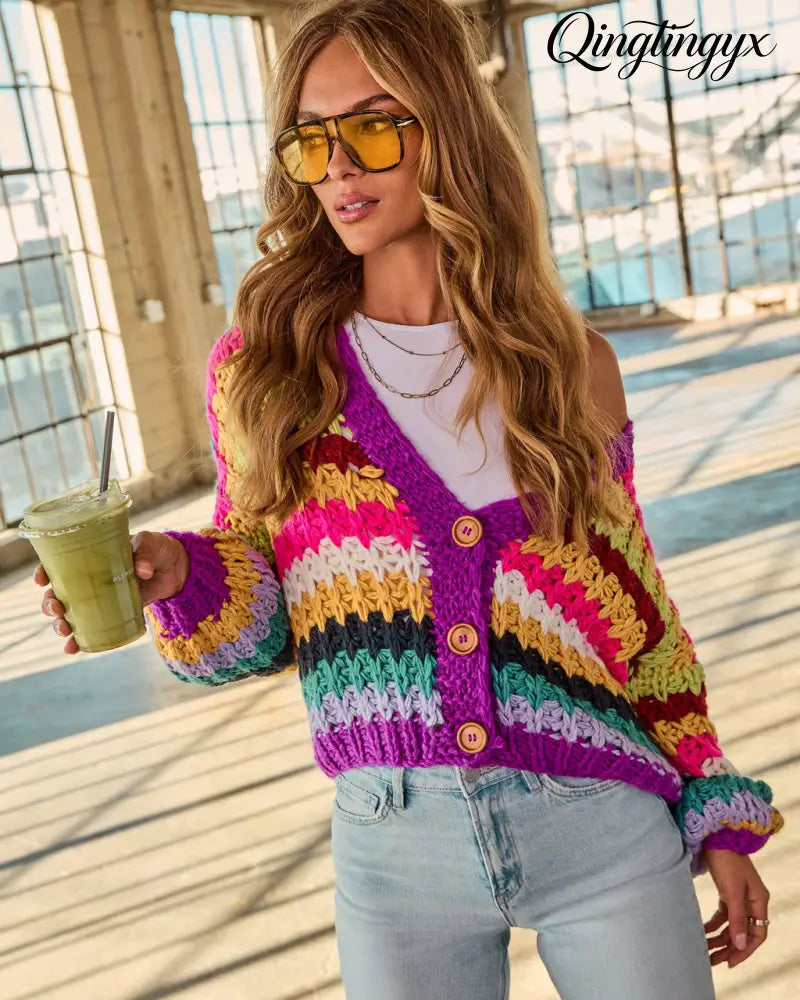 Happy Trails Crochet Cardigan - Multi / M - Cardigan