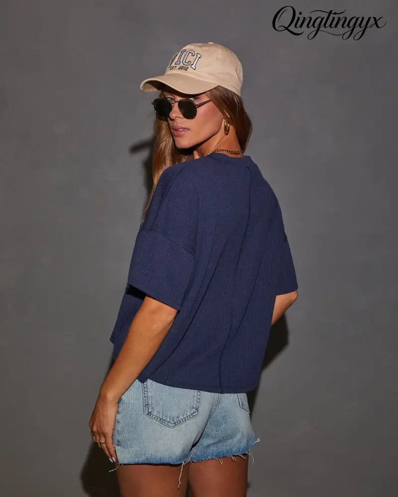 Megan Rib Knit Short Sleeve Top - Short Sleeve Top