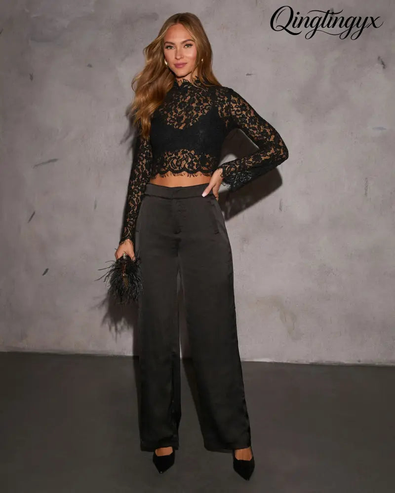 Party Starter Lace Top - Long Sleeve Top