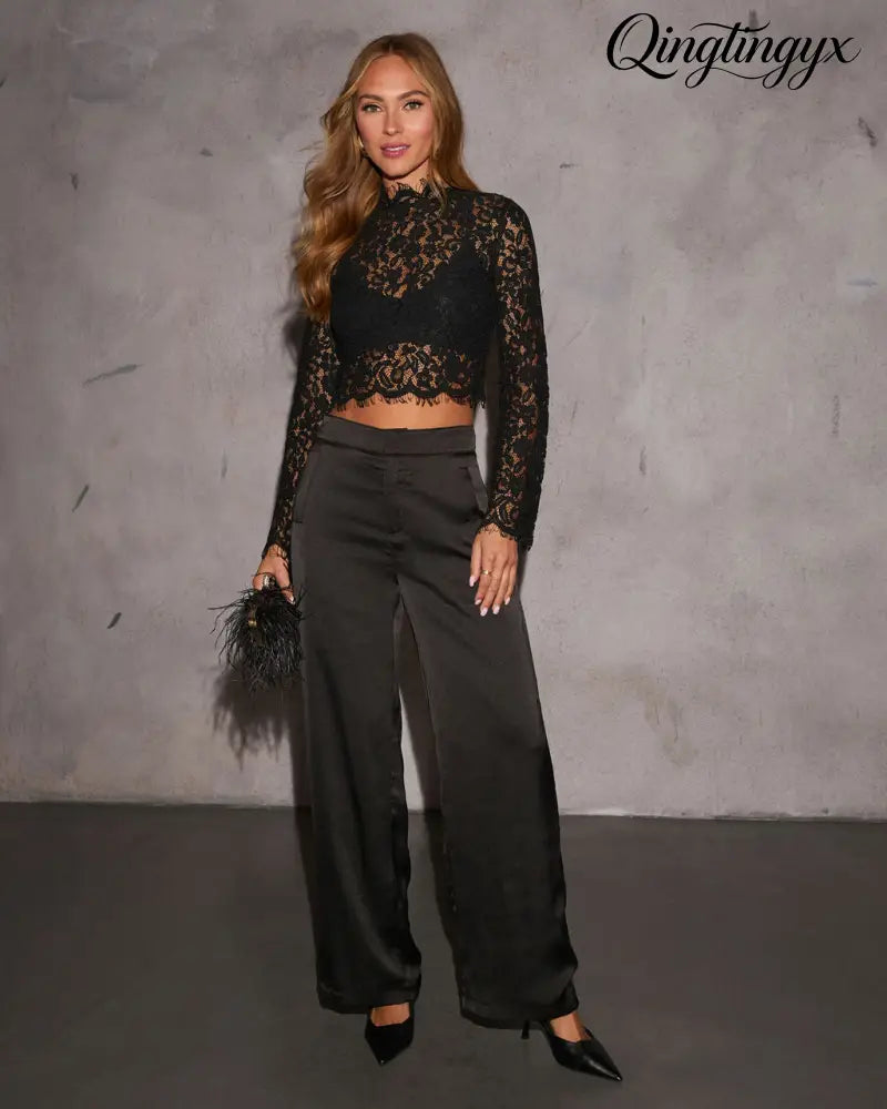 Party Starter Lace Top - Long Sleeve Top