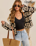 Remmi Crochet Cardigan - Black/Ivory / XS - Cardigan