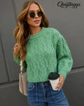 Siarah Cable Knit Sweater - Green / XS - Long Sleeve Sweater
