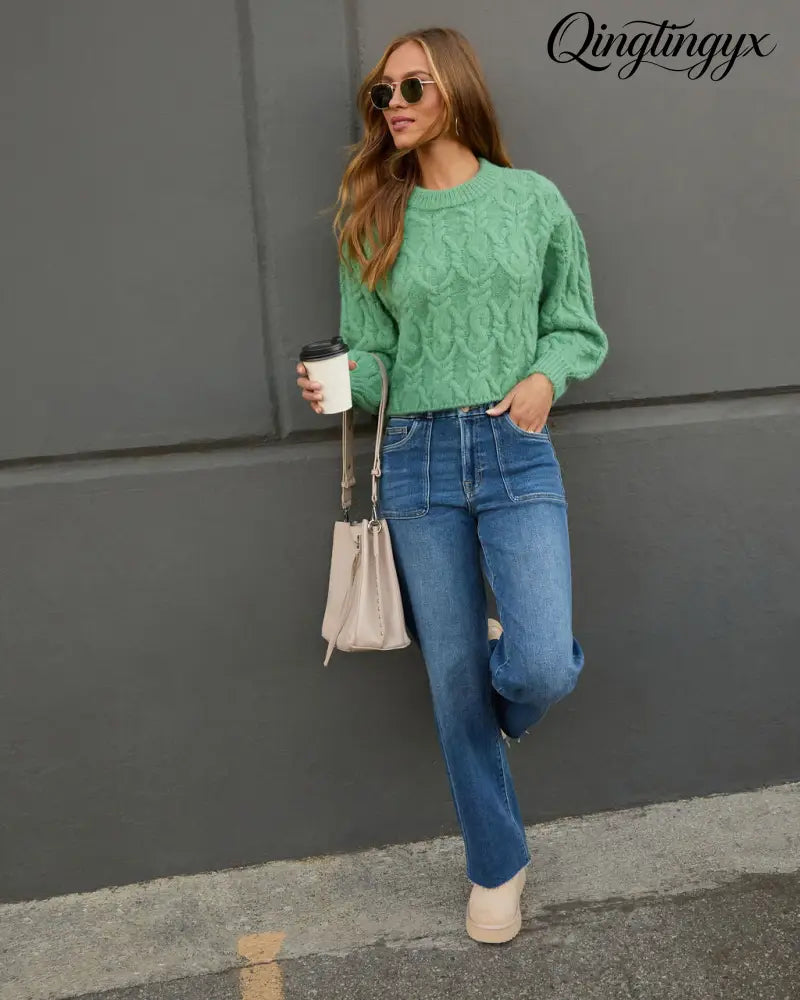 Siarah Cable Knit Sweater - Long Sleeve Sweater