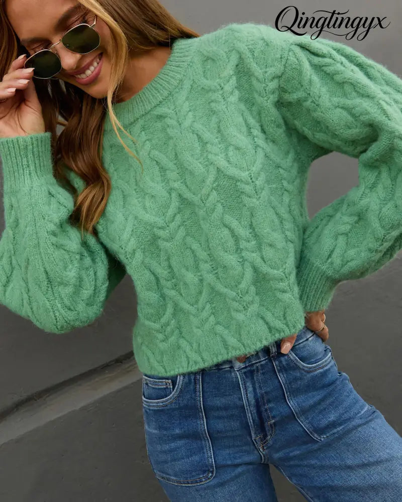 Siarah Cable Knit Sweater - Long Sleeve Sweater
