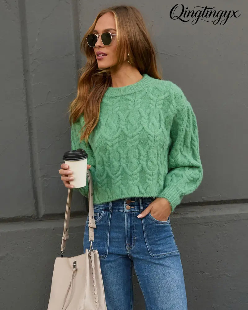Siarah Cable Knit Sweater - Long Sleeve Sweater