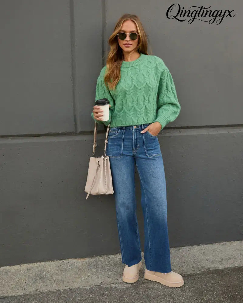 Siarah Cable Knit Sweater - Long Sleeve Sweater
