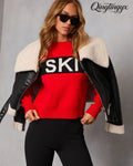Ski Mode Graphic Knit Sweater - Red/Black / XS - Long Sleeve Sweater