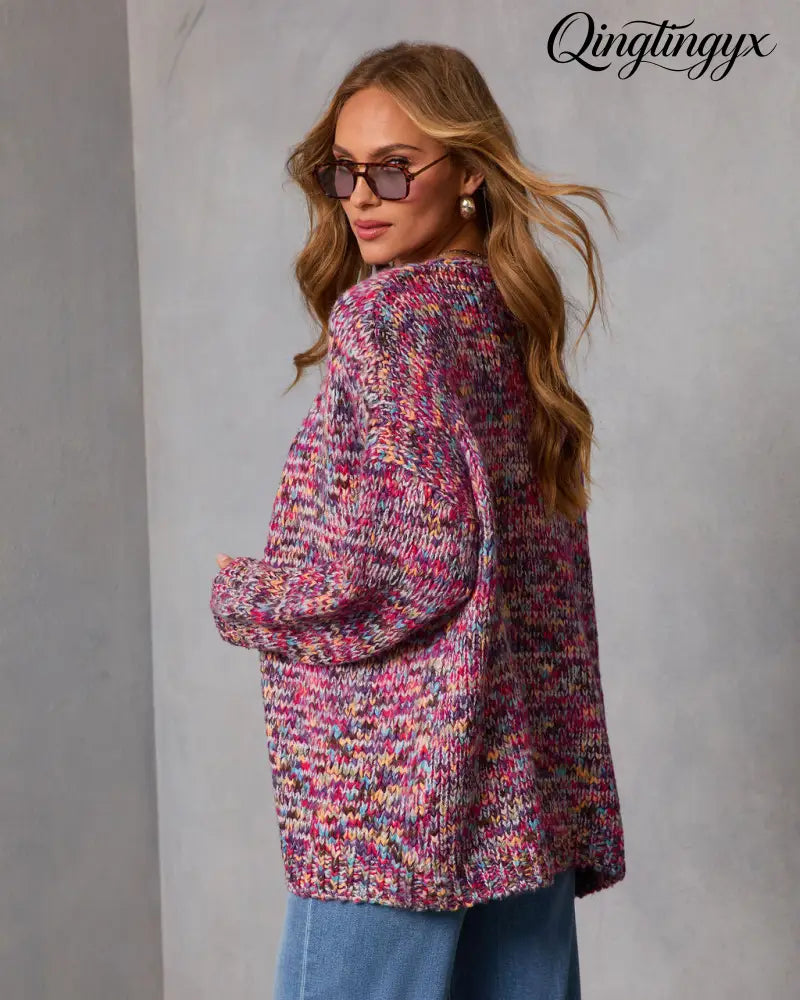 Soft Energy Multi Color Open Front Cardigan - Cardigan