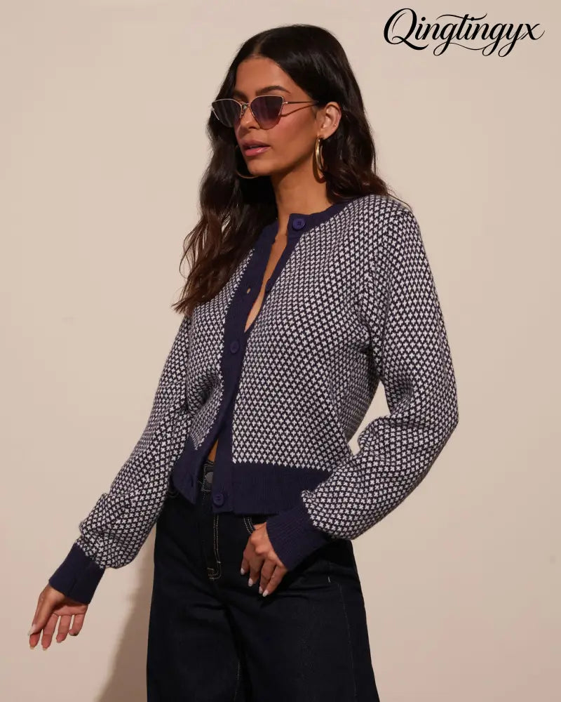Spot On Abstract Contrast Cardigan - Cardigan