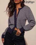 Spot On Abstract Contrast Cardigan - Navy / XS - Cardigan
