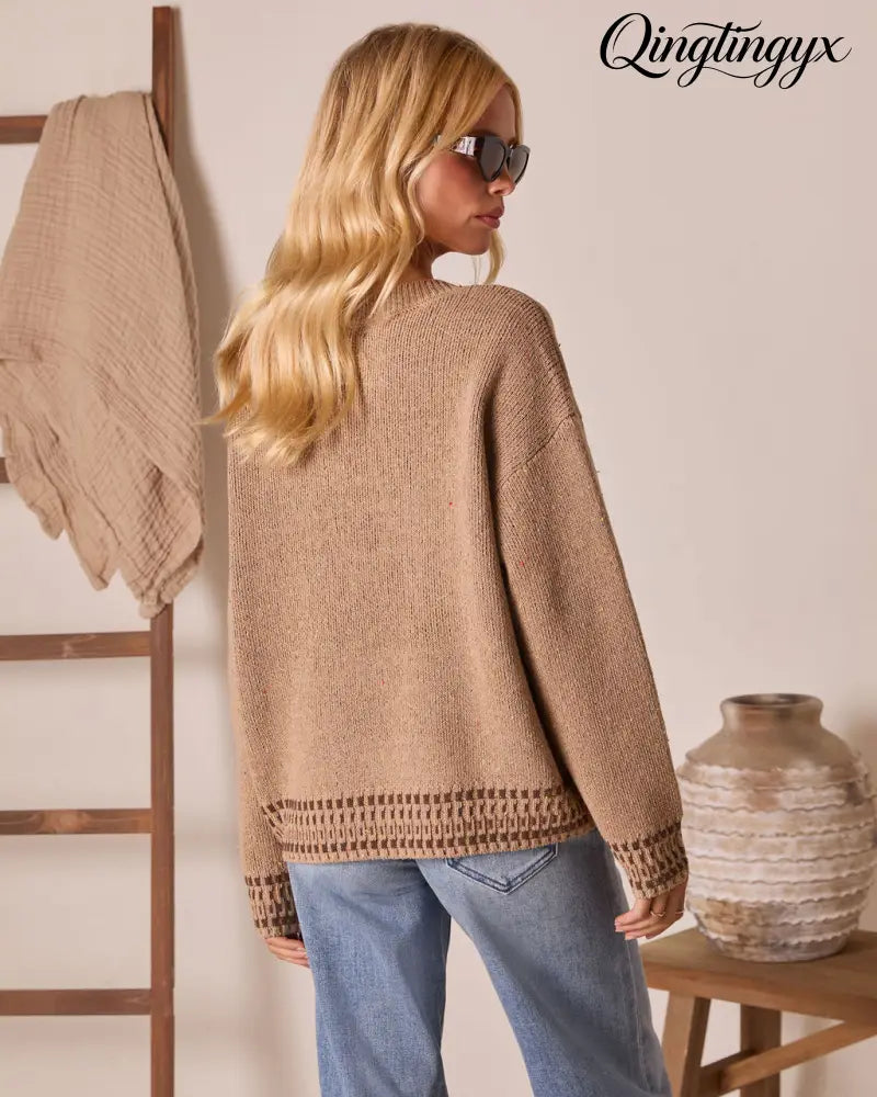Stable Standard Horse Motif Sweater - Long Sleeve Sweater