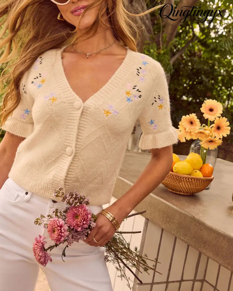 Taking Chances Stitched Knit Cardigan - Cardigan