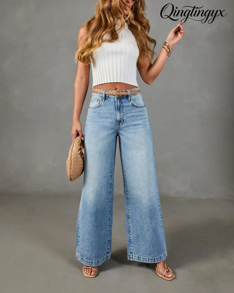 Throwback Origin Rigid High Rise Wide Leg Jeans - Jeans