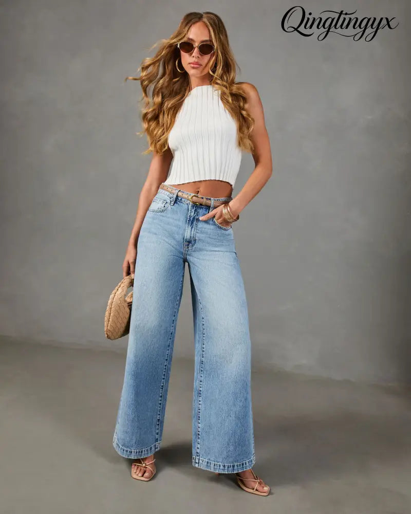 Throwback Origin Rigid High Rise Wide Leg Jeans - Jeans