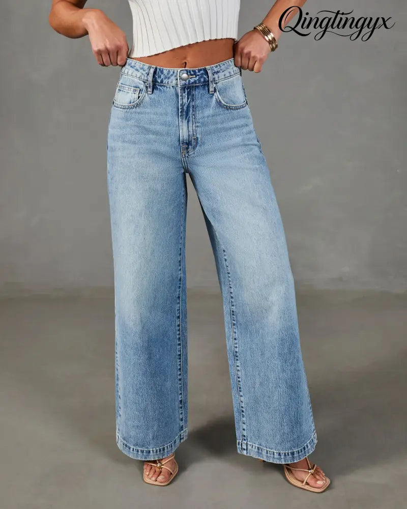 Throwback Origin Rigid High Rise Wide Leg Jeans - Vintage Wash / 24 - Jeans
