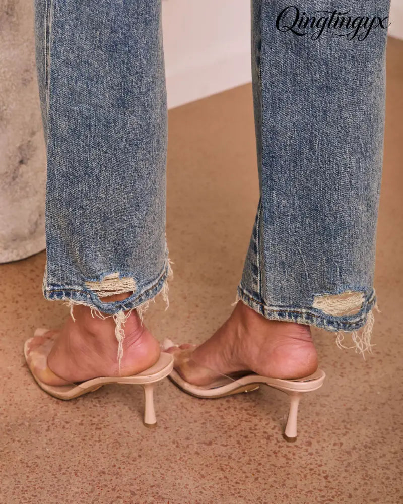 Timeless Studio Super Stretch Mid Rise Straight Leg Jeans - Jeans