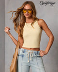 Veneta Ribbed Tank Top - Yellow / S - Sleeveless Top