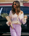 Warm Fuzzies Knit Cardigan - Pink/Lilac / XS - Cardigan