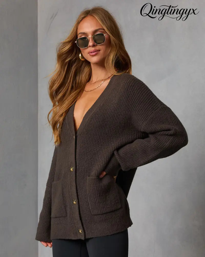 Warm Latte Oversized Cardigan - Cardigan