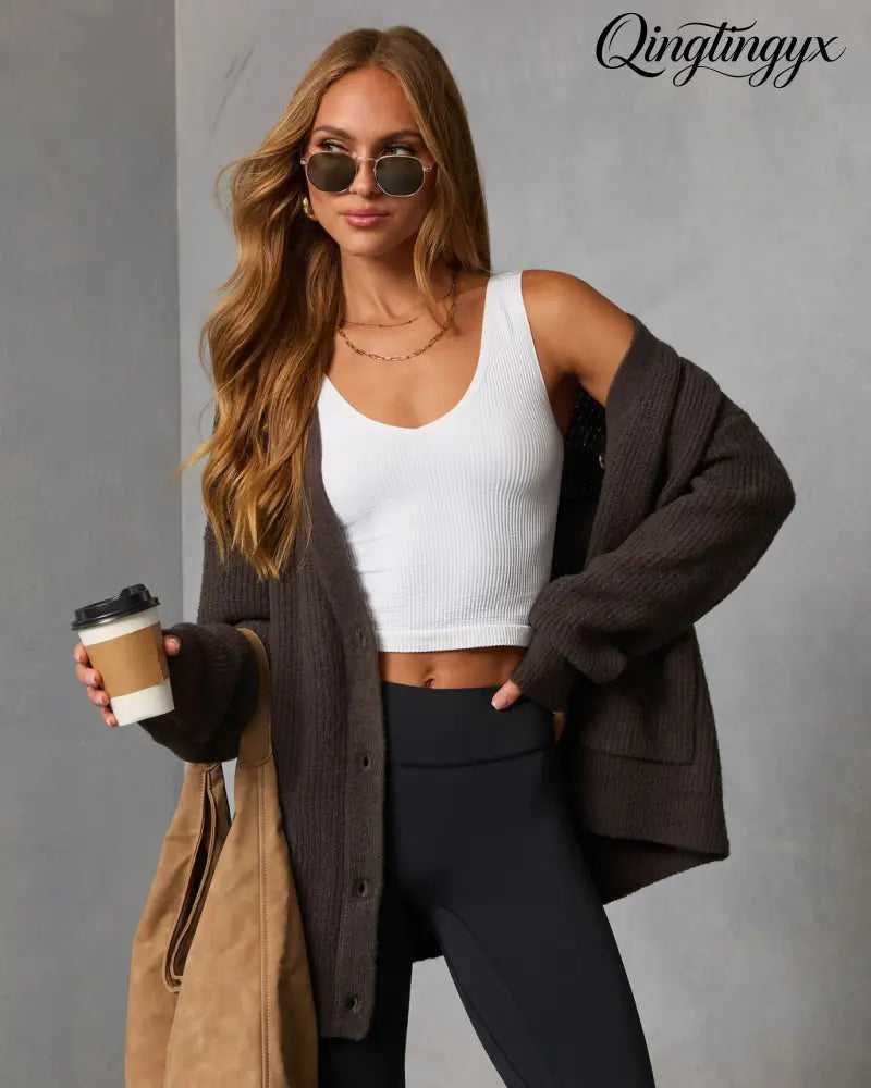 Warm Latte Oversized Cardigan - Cardigan