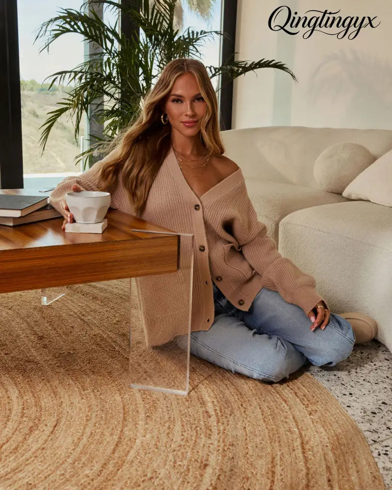 Warm Latte Oversized Cardigan - Cardigan
